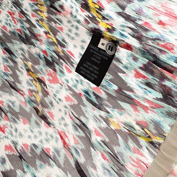 Isabel Marant Etoile "Enna" Asymetrical Printed Silk Dress, size 40 (fits 8/10) - Picture 6 of 10